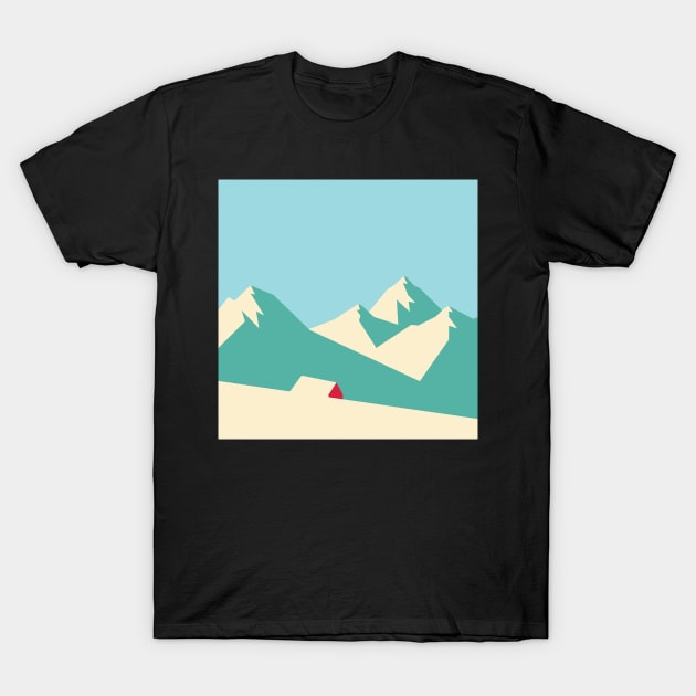 little house in snow mountain T-Shirt by RedGraph